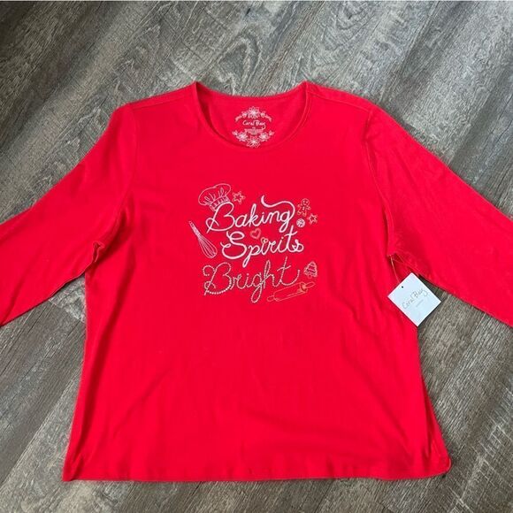 Coral Bay Baking Spirits Bright 3/4 Length Sleeve Top- Size 1X - Picture 1 of 6